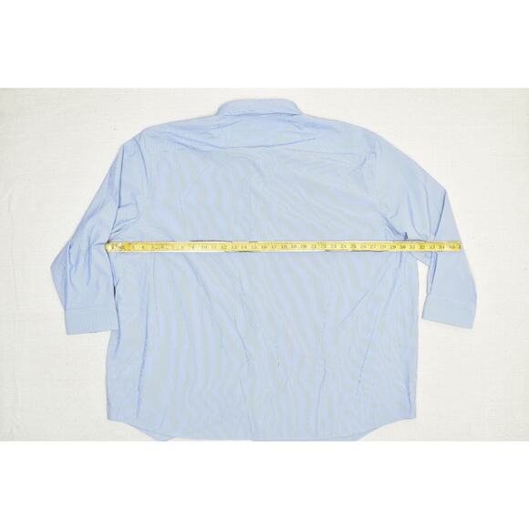 Haggar Men's Button Down Shirt Classic Fit Size 20 34/35 Blue Striped Long Sleev - Picture 5 of 8